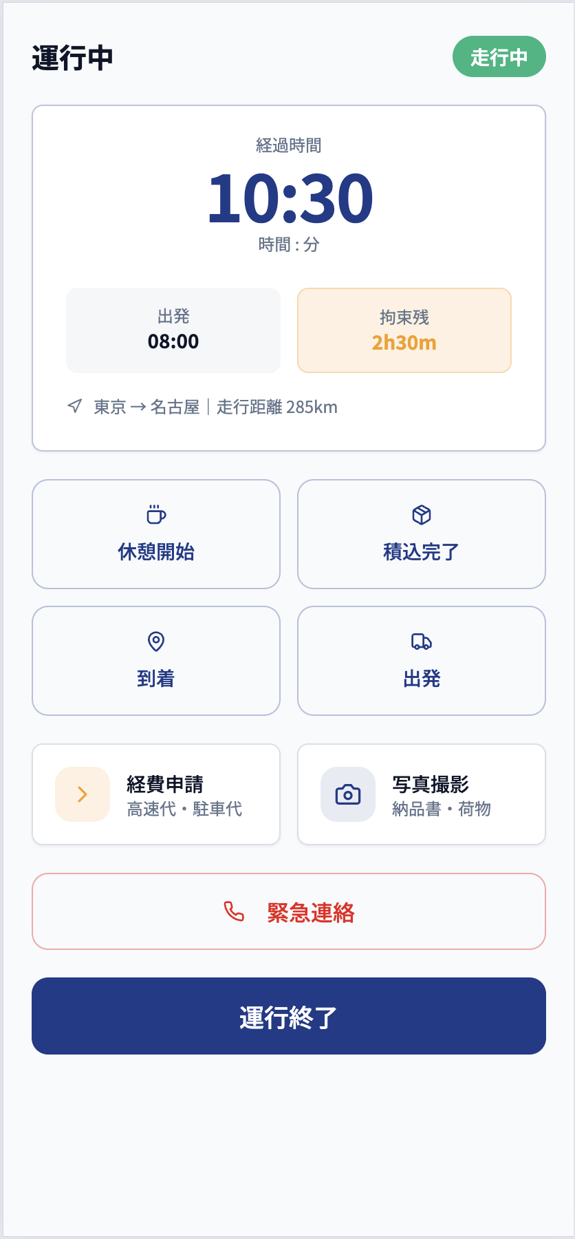 ドライバーアプリ（運行中）