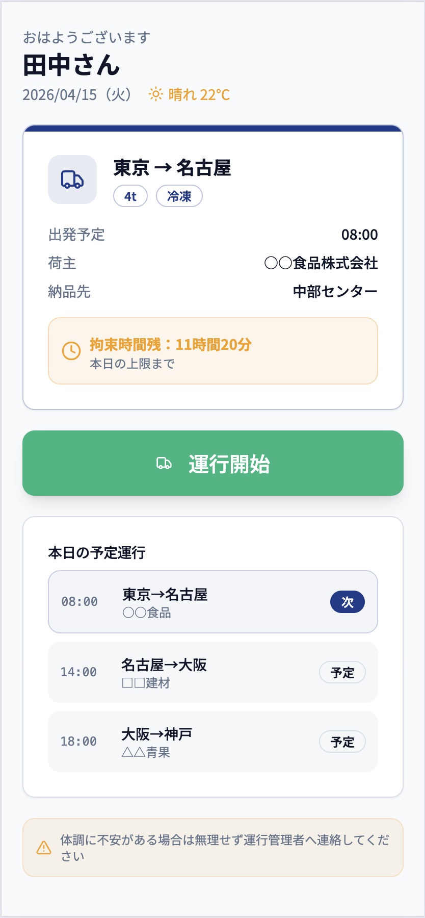 ドライバーアプリ（運行前）